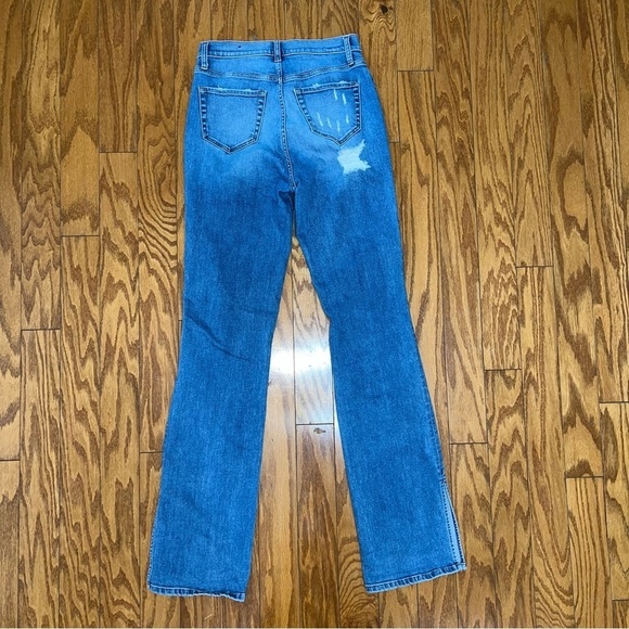 Fashion Nova Long Distressed Side Slit Flare Leg Jeans Size 11 - Picture 6 of 13